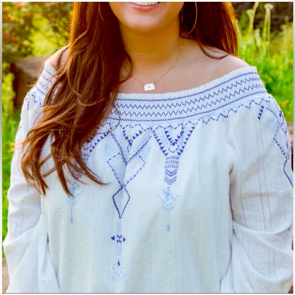 Skies are Blue Boho Off Shoulder Top